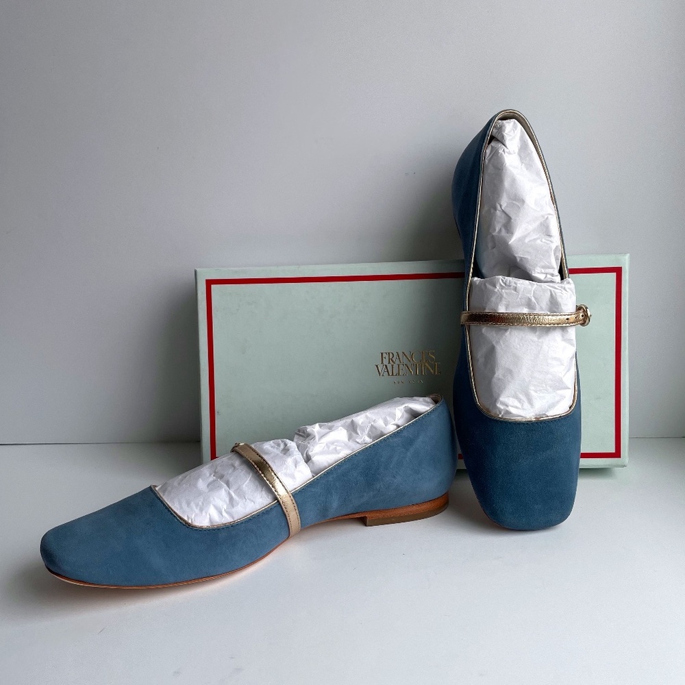 Frances Valentine Blue Suede Flats